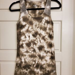 Calvin Klein Camoflauge Tank Top with Bling Stud Shoulders Medium
